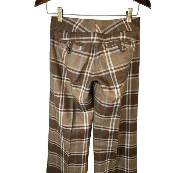Patrizia Pepe Classic Plaid mid rise Brown 100% Wool Pants sz 40 - Picture 7 of 14